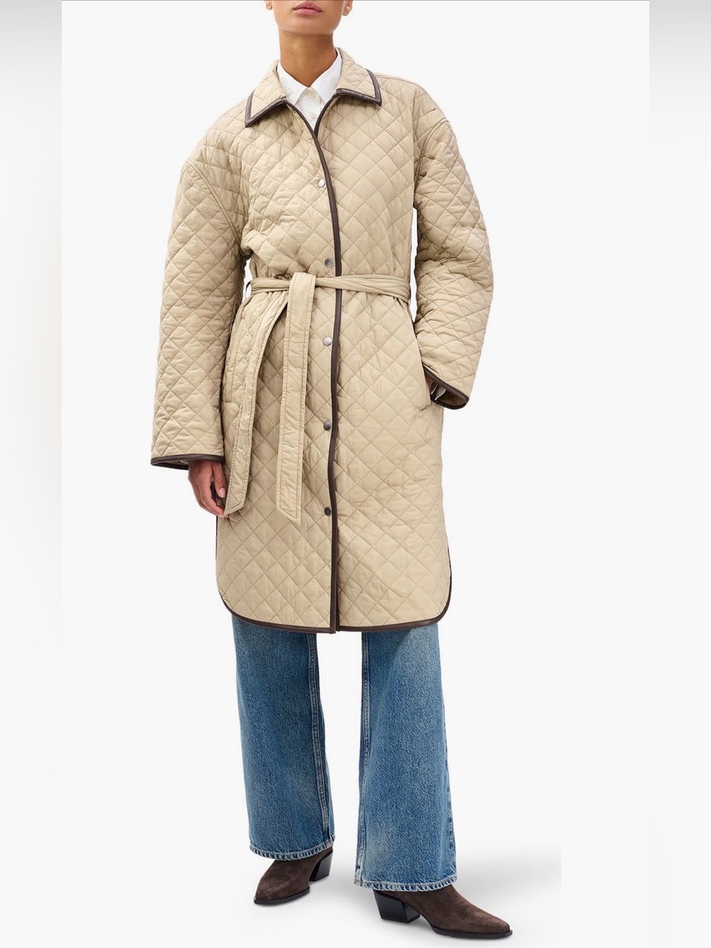 rag & bone
Kelly Oversize
Faux Leather
Trim Quilted
Jacket 🧥 
Color: Tan
Size L